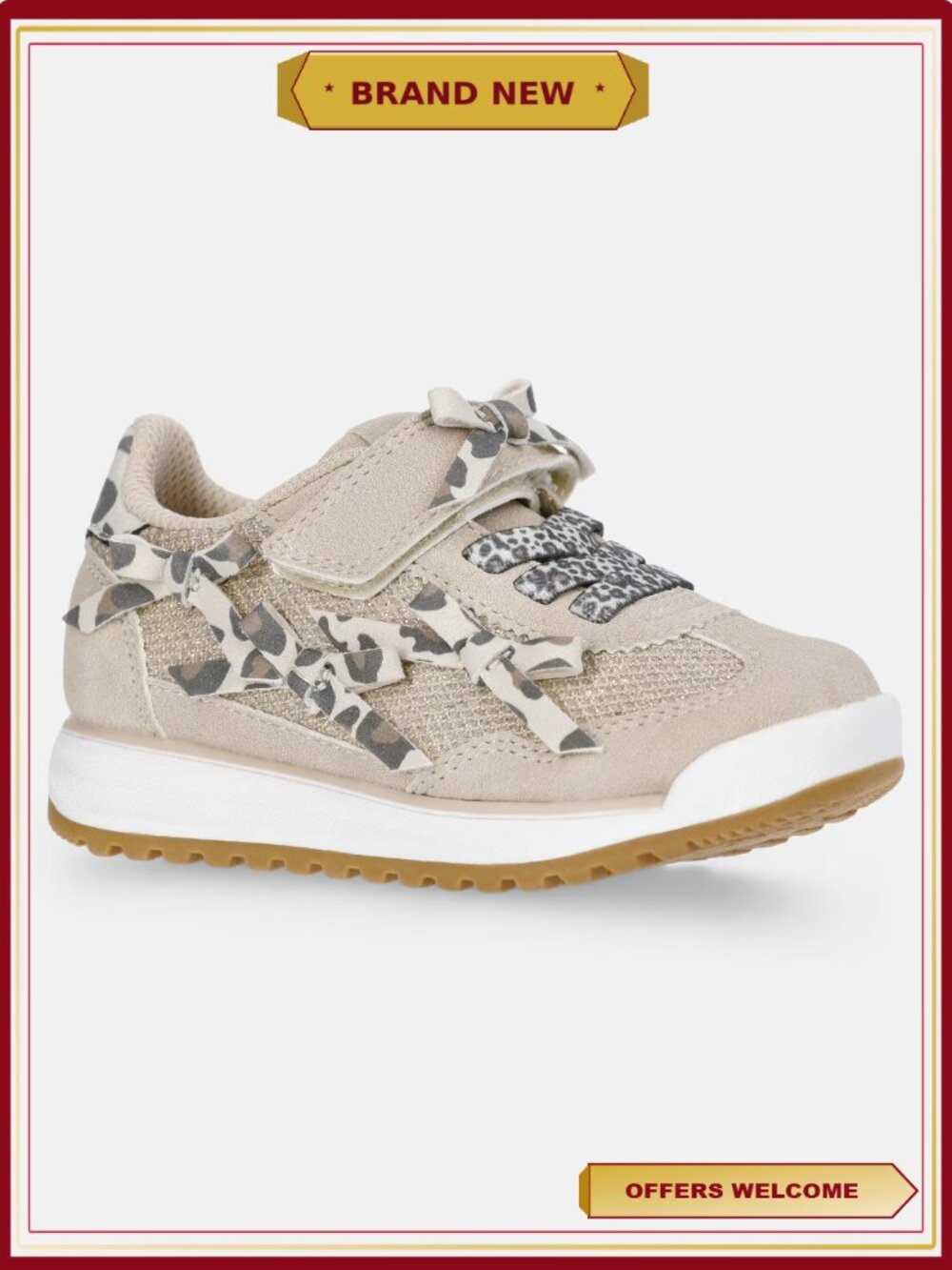 Toddler Girls Low Profile Jogger Sneakers with Bow Appliques